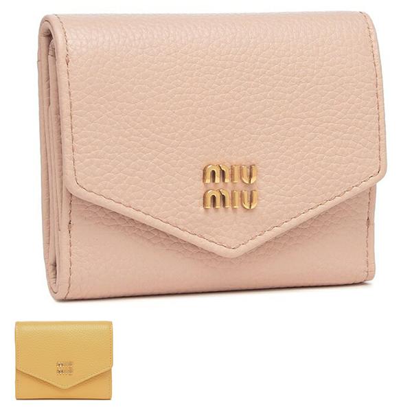 美品 ミュウミュウ 5MH043 ヴィッテロダイノ コンパクトウォレット miu miu（ミュウミュウ） 三つ折り財布 ヴィッテロダイノレザー ミニ