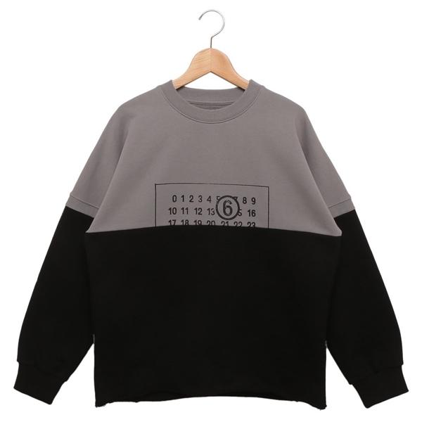 エムエムシックス メゾンマルジェラ スウェット バイカラー レディース グレー ガールズ MM6 Maison Margiela M60870 MM04H M6C37 MM6 エムエムシックス メゾンマルジェラ スウェット バイカラー
