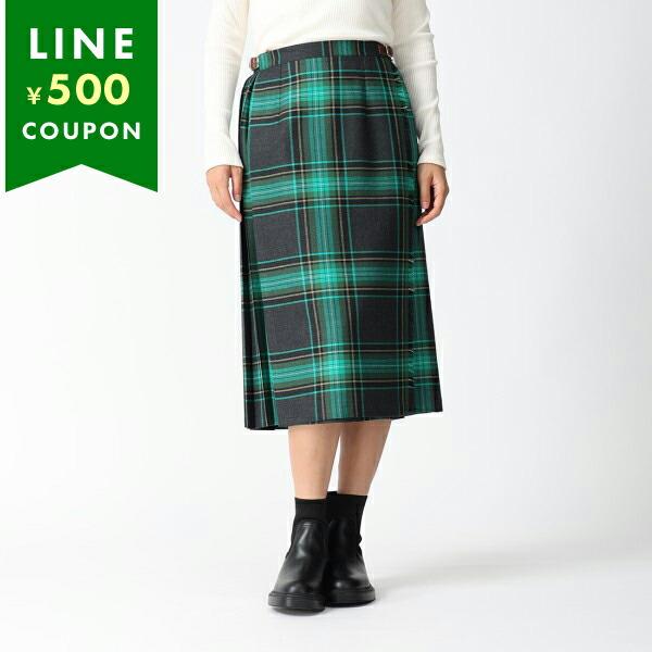 オニールオブダブリン　キルトスカート　グリーン　チェック柄 O'NEIL of DUBLIN（オニールオブダブリン） スカート レギュラー