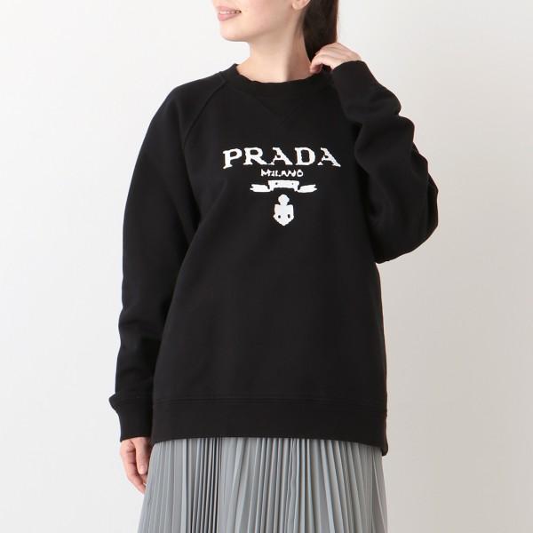 プラダ トレーナー トップス スウェット ブラック レディース PRADA