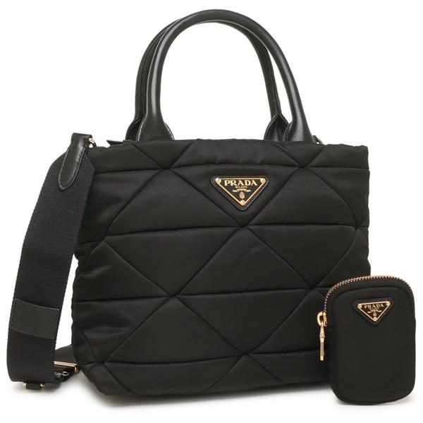 美品 PRADA プラダ　ナイロン　ゴールドハンドル ハンドバッグ　ブラック 極美品 カード付✨ プラダ メタルハンドル ナイロン バッグ