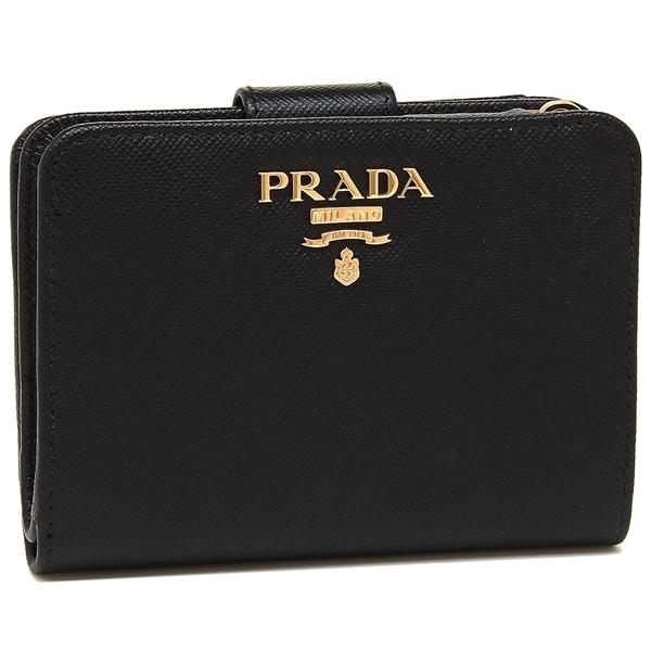 プラダ 二つ折り財布 サフィアーノ ブラック レディース PRADA 1ML018