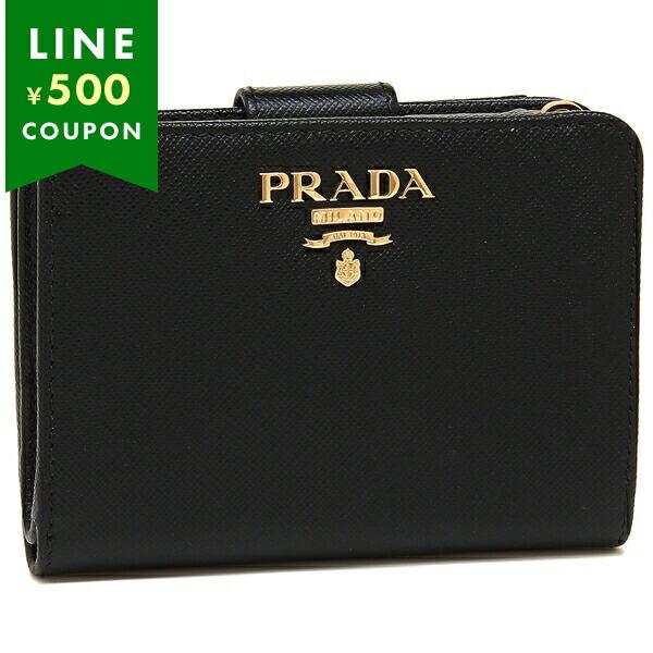 プラダ 二つ折り財布 サフィアーノ ブラック レディース PRADA 1ML018