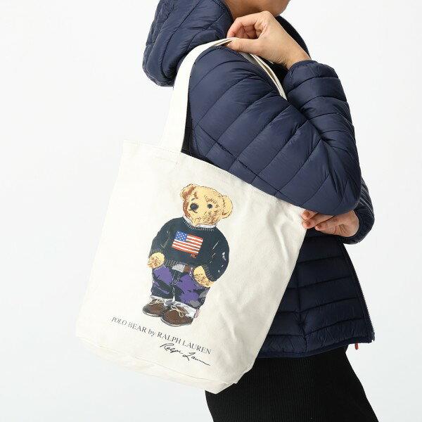 �|�������t���[���� �g�[�g�o�b�O POLO RALPH LAUREN �|�� �x�A �g�[�g �z���C�g �����Y ���f�B�[�X ���j�Z�b�N�X 9AR021 POLO BEAR TOTE NATURAL CANVAS W ���i�摜3