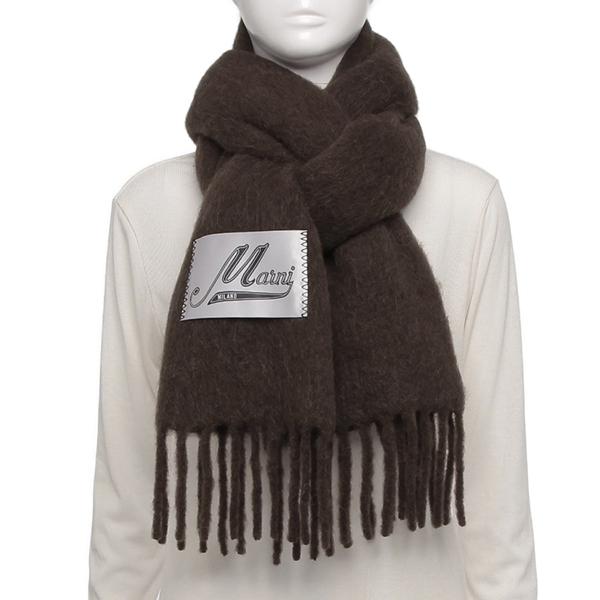 MARNI（マルニ） マフラー ロゴラベル フリンジ 大判 ストール