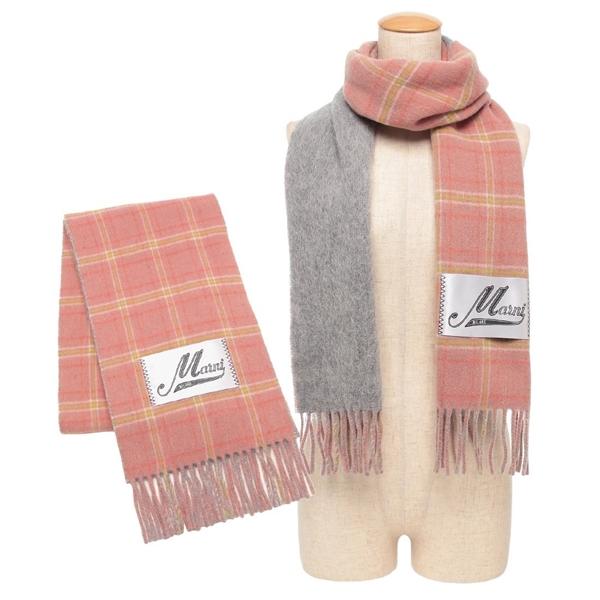 MARNI（マルニ） マフラー チェック柄 ロゴ ピンク レディース MARNI