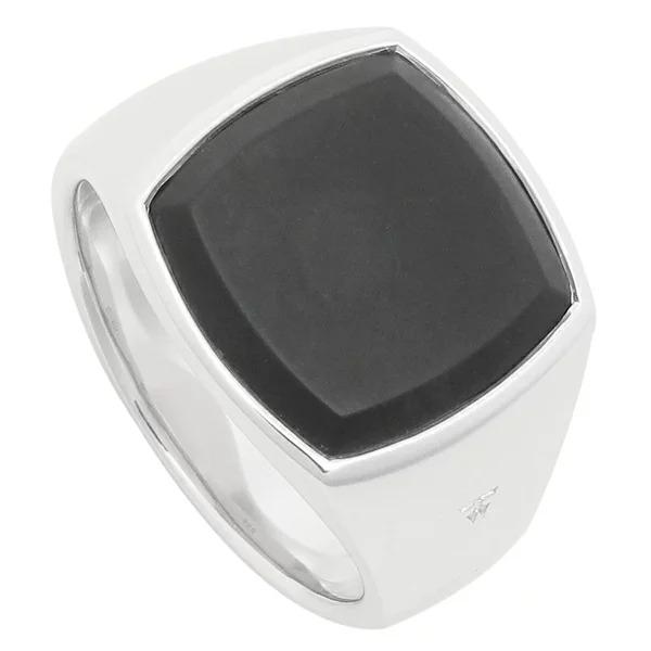 【訳ありアウトレット】トムウッド  リング シルバー ユニセックス TOM WOOD 100305M CUSHION BLACK ONYX M SILVER【ラッピング不可商品】