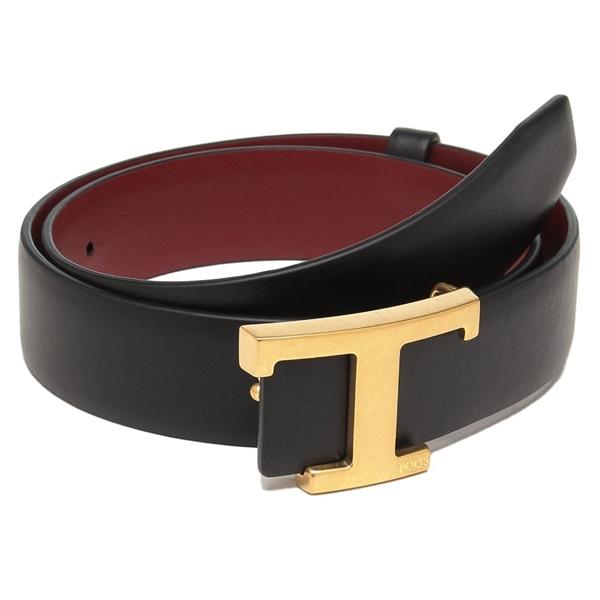 TOD'S（トッズ） ベルト T タイムレス リバーシブル ブラック レッド
