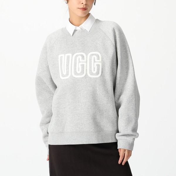 UGG グレー×ピンク ロゴスウェットトレーナー S UGG*ロゴ*クルーネック*トレーナーMadeline Fuzzy Logo Crewneck