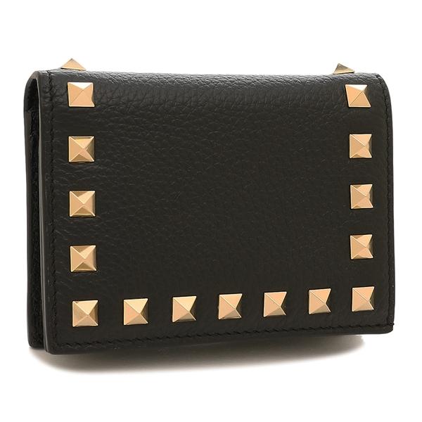 ヴァレンティノ 二つ折り財布 ロックスタッズ ミニ財布 ブラック  