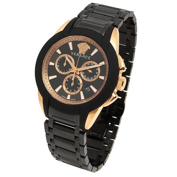 P10 還元 3 8 0時 24時 ヴェルサーチ 腕時計 内祝い メンズ Versace ピンクゴールド Vem ブラック