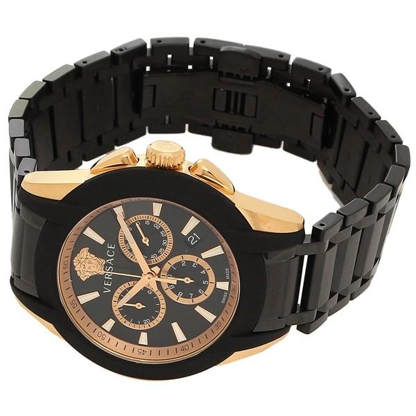 P10 還元 3 8 0時 24時 ヴェルサーチ 腕時計 内祝い メンズ Versace ピンクゴールド Vem ブラック