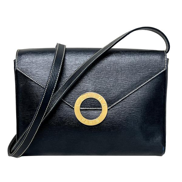 【美品】セリーヌ　ハンドバッグ　2way　サークル　シルバー金具　レザー　黒色 CELINE（セリーヌ） バッグ ヴィンテージ サークル 金具 ロゴ オールド