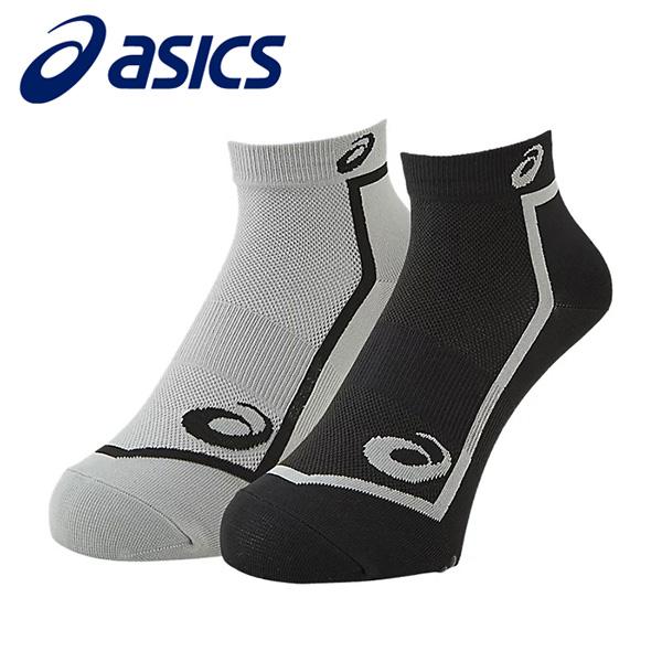 アシックス 2足組ソックス メンズ グレー・ブラック 25-27cm 3093A026 靴下 スポーツソックス 陸上 asics