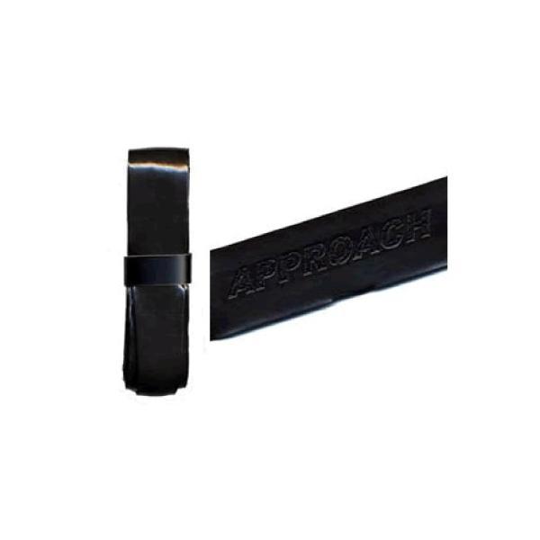 アプローチロゴ入り、リプレイスメントグリップです。クッション製に優れたリプレイスメント。【商品名】 アプローチ　リプレイスメントグリップ【厚み】 2.0 mm【数量】 1本【カラー】 ブラック【サイズ】 幅25×長さ1.100 mm