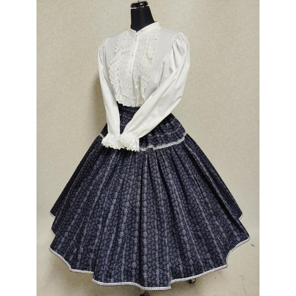 【yes】フォークダンス　カラフルストライプ　フレアスカート　レースリボン フォークダンス スカート 小花ストライプ : フォークダンス 彩～aya