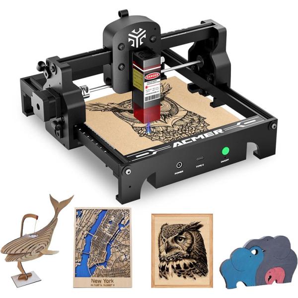 ■【作業効率がより高い】2.5W(2500mW)レーザーを採用し、レーザー彫刻機は100種類以上の材料を彫刻することができ、超微細0.04 x 0.04 mmの圧縮点を持ち、速度は10000 mm/min に達し、1：1の写真級のリアル彫刻...