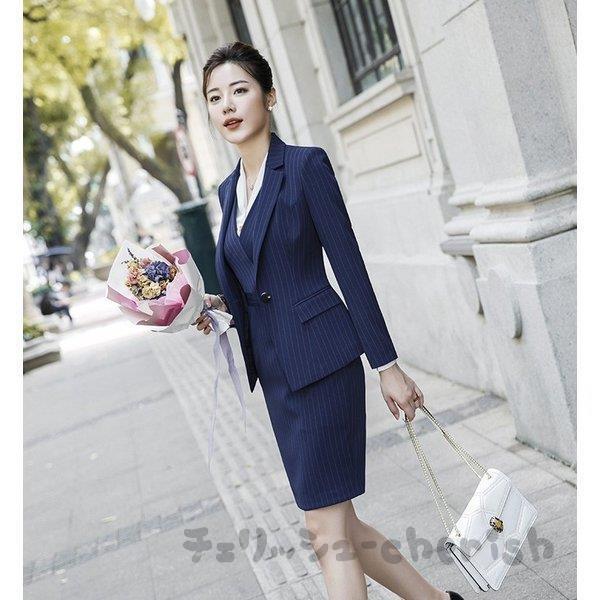 白木/黒塗り レディーススーツ上下スーツ ズボン、スカート 4点セット