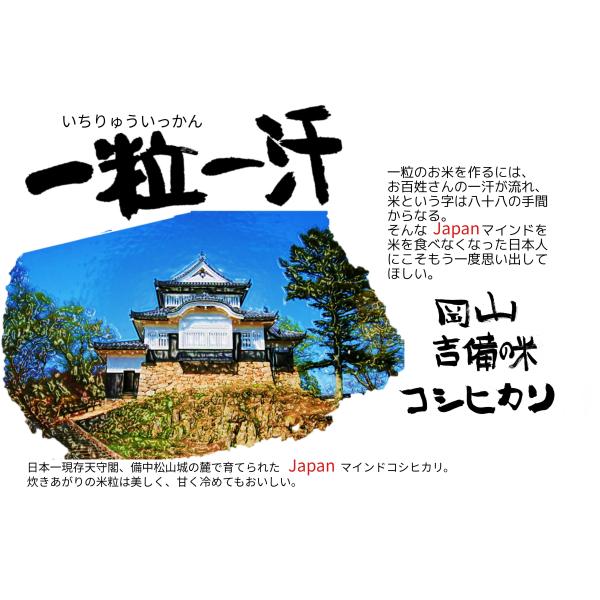 一粒一汗（いちりゅういっかん）  令和7年産 コシヒカリ　5kg　岡山県　米　吉備　備中松山城　国産　令和7年産 Japan 　送料無料