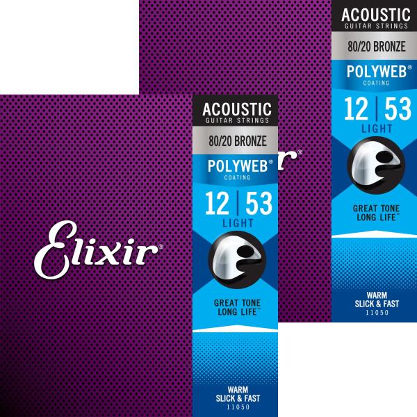 他サイト： Elixir エリクサー アコースティックギター弦 POLYWEB 80/20ブロンズ Light .012-.053 #11050 2個セの商品画像