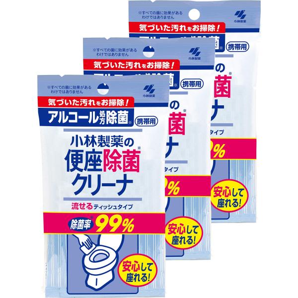 他サイト： 便座除菌クリーナ まとめ買い小林製薬の 携帯用流せるシート アルコール除菌 トイレ掃除に 10枚×3個の商品画像