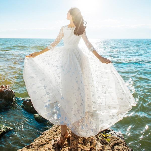 マキシワンピ マキシワンピ 長袖ワンピース レディースワンピース 白ワンピース 総レース パーティードレス ロングワンピース Y アユストア 通販 Yahoo ショッピング