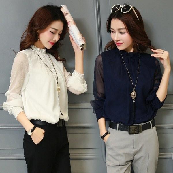ブラウス レディース 春秋 おしゃれ ブラウス 大きいサイズ シフォン 長袖シャツ きれいめ 通勤 レース 韓国風 フレア トップス 着痩せ 上品 5色 Y アユストア 通販 Yahoo ショッピング