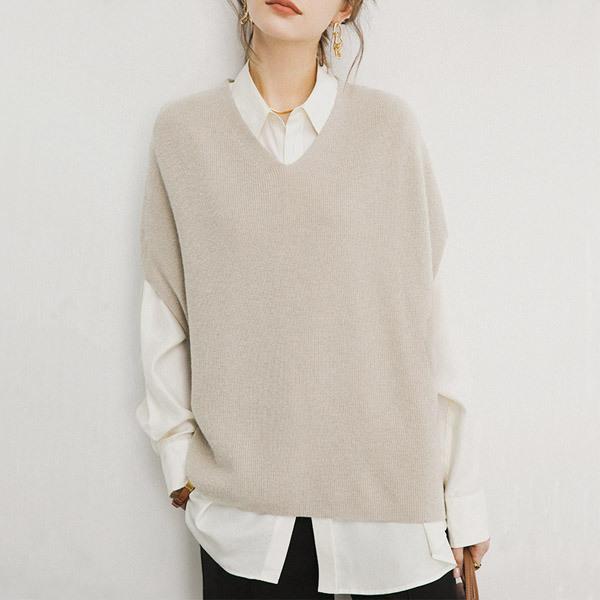 ニットベスト レディース 大きいサイズ ニット トップス ベスト Vネック ノースリーブ ロング丈 シンプル 無地 カジュアル レイヤード 重ね着 Y アユストア 通販 Yahoo ショッピング