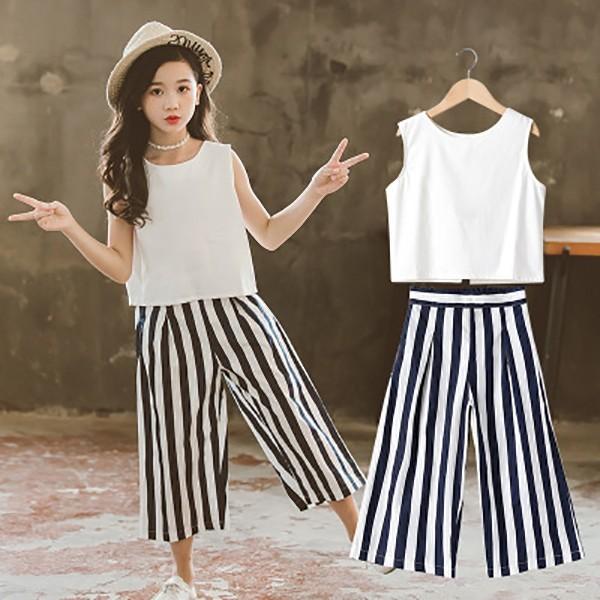子供 セットアップ ガウチョパンツ ブラウス 上下セット フレア ノースリーブ ワイドパンツ 袖無し トップス キッズ 子供服 女の子 夏 春 海 旅行 2点セット Y410127 アユストア 通販 Yahoo ショッピング