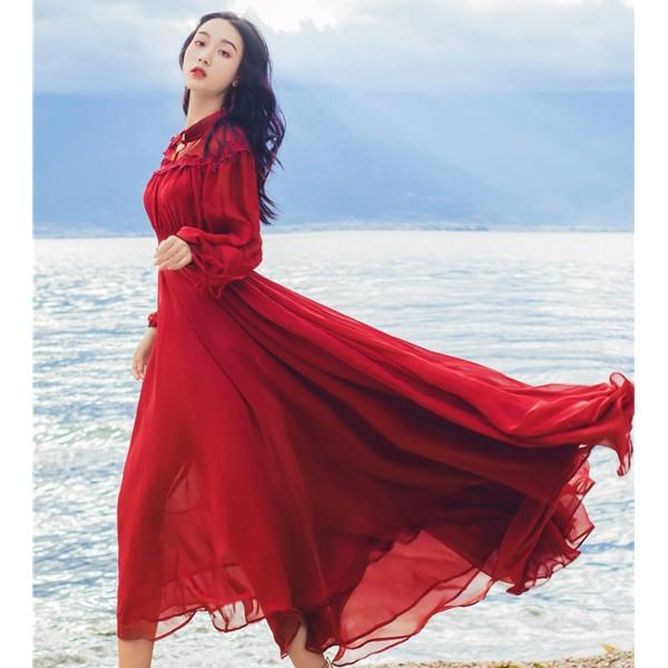 人気新品 マキシワンピース シフォンワンピース マキシドレス 結婚式 ワンピース シフォン マキシ 長袖 シンプル リゾートワンピース ビーチ 夏 ワンピ秋冬新作 Y4735 アユストア 通販 Yahoo ショッピング