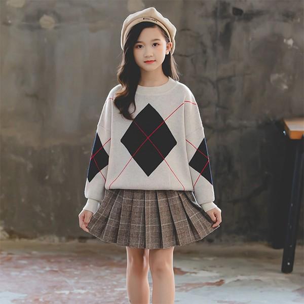 子供服 セットアップ 女の子 長袖 春秋 秋着 上下セット 韓国子供服 キッズ ジュニア 子供セーター ニットセーター スカート インナー 可愛い おしゃれ 通学着 Y アユストア 通販 Yahoo ショッピング