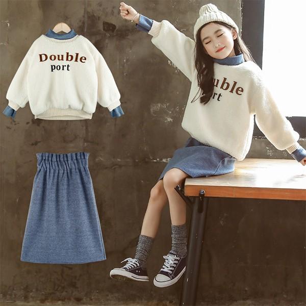 子供服セットアップ キッズ 女の子 おしゃれ 長袖 秋冬 上下セット 2点セット ニットセーター 丸首厚手膝丈スカート韓国子供服 ジュニア カジュアル 可愛い 新品 Y アユストア 通販 Yahoo ショッピング