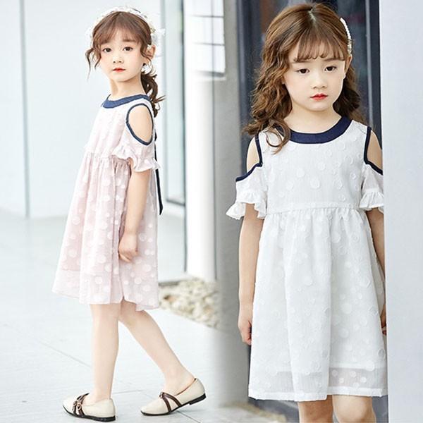子供服 ワンピース 韓国子供服 女の子 ワンピース 膝丈 キッズ 袖あり ドレス ドット柄 可愛い 夏服 通学着 通園着 Y アユストア 通販 Yahoo ショッピング