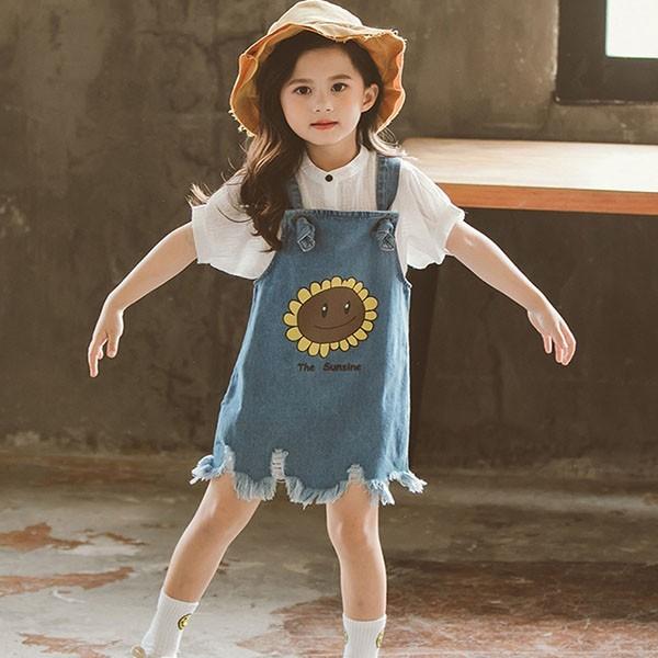 子供服 ワンピース 韓国子供服 女の子 ワンピース 膝丈 デニムワンピース 2点セット セットアップ ベビー ドレス キッズ 可愛い 夏服 通学着 通園着 Y アユストア 通販 Yahoo ショッピング