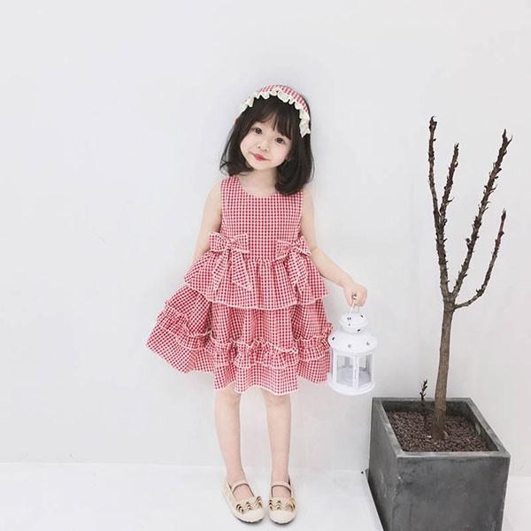 子供服 ワンピース 子供ドレス Dress キッズ ベビー 韓国子供服 女の子 夏 ノースリーブ 膝丈 チェック柄 リボン付き おしゃれ 可愛い 通学着 Y アユストア 通販 Yahoo ショッピング