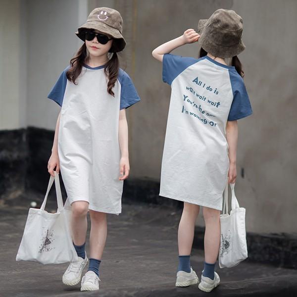 子供服 ワンピース キッズ 親子ペア Tシャツワンピース 韓国子供服 ジュニア 女の子 夏 半袖 膝丈 子供ドレス カジュアル おしゃれ 可愛い 通学着 通園着 Y アユストア 通販 Yahoo ショッピング