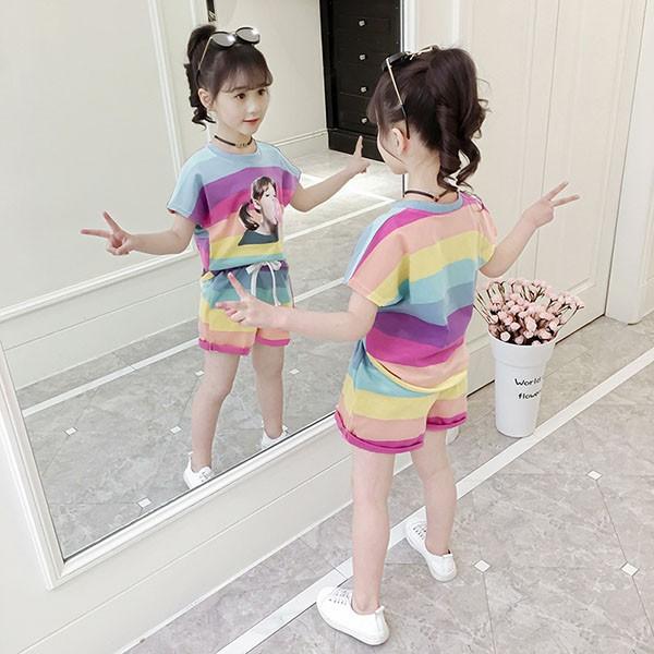 子供服 セットアップ 女の子 韓国子供服 キッズ ジュニア 春夏 上下セット 2点セット半袖 Tシャツ ストライプ ショートパンツ 可愛い おしゃれ 通学着 新品 Y アユストア 通販 Yahoo ショッピング