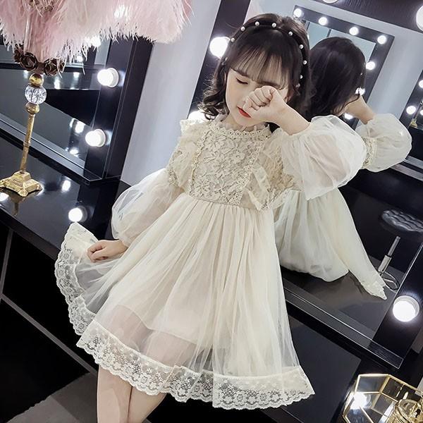 子供服 ワンピース キッズ 女の子 秋着 長袖 レースワンピース 膝丈 白 子供ドレス Dress 韓国子供服 ジュニア 結婚式 カジュアル おしゃれ 可愛い 新品 Y アユストア 通販 Yahoo ショッピング