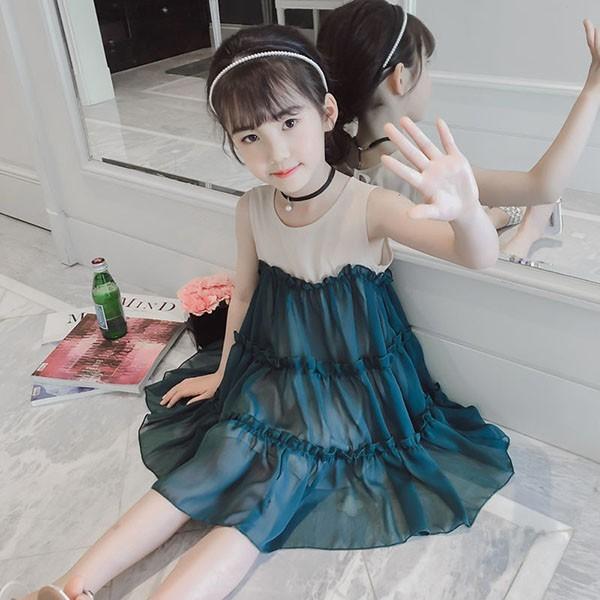 子供服 ワンピース キッズ 子供ドレス Dress 韓国子供服 ジュニア 女の子 夏 ノースリーブ 膝丈 シフォン カジュアル おしゃれ 可愛い 通学着 通園着 新品 Y アユストア 通販 Yahoo ショッピング