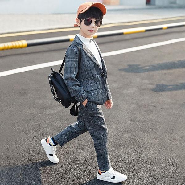 子供スーツ フォーマル 男の子 子供服 セットアップ キッズ おしゃれ 長袖 春秋 2点セット アウター 立ち襟 長ズボン チェック柄 入学式 卒業式 可愛い 通学着 Y4510 アユストア 通販 Yahoo ショッピング