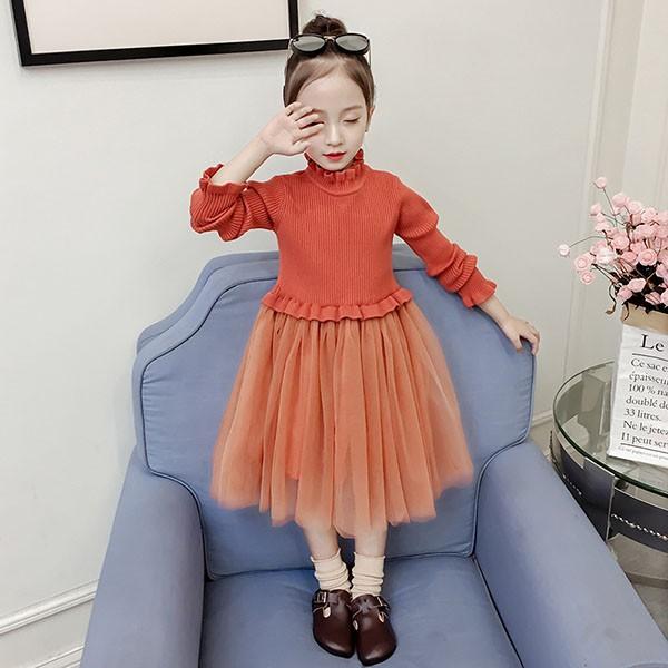 子供服 ワンピース 秋冬 長袖 キッズ 女の子 レースワンピース ニット 子供ドレス ジュニア ベビー服 カジュアル おしゃれ 可愛い 新品 1 130 140 150 160 Y アユストア 通販 Yahoo ショッピング