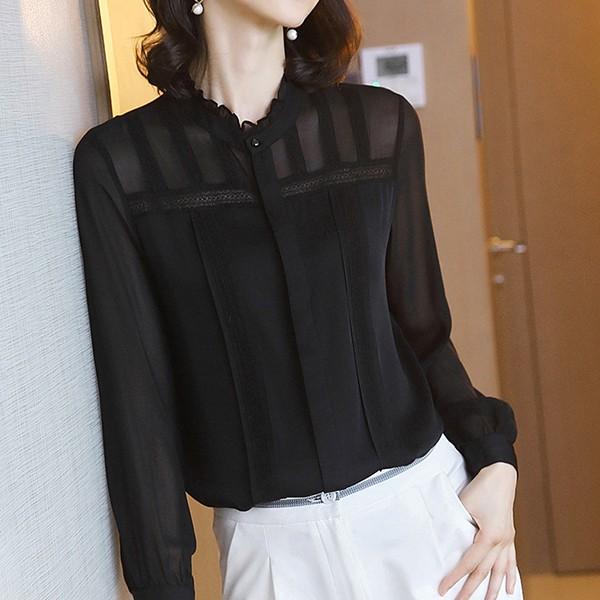 ブラウス レディース 長袖 春 黒 フォーマル オフィス おしゃれ 40代 無地 トップス 長袖シャツ レース きれいめ 大きいサイズ 通勤 上品 着痩せ 韓国風 新品 Ol Y アユストア 通販 Yahoo ショッピング