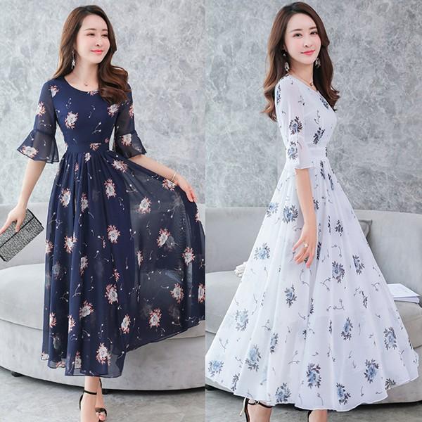 ワンピース レディース 40代 春夏 半袖 きれいめ シフォンワンピース ロング 花柄 チュニック 大きいサイズ パーティードレス おしゃれ 韓国風 上品 着痩せ 新品 Y4534 アユストア 通販 Yahoo ショッピング