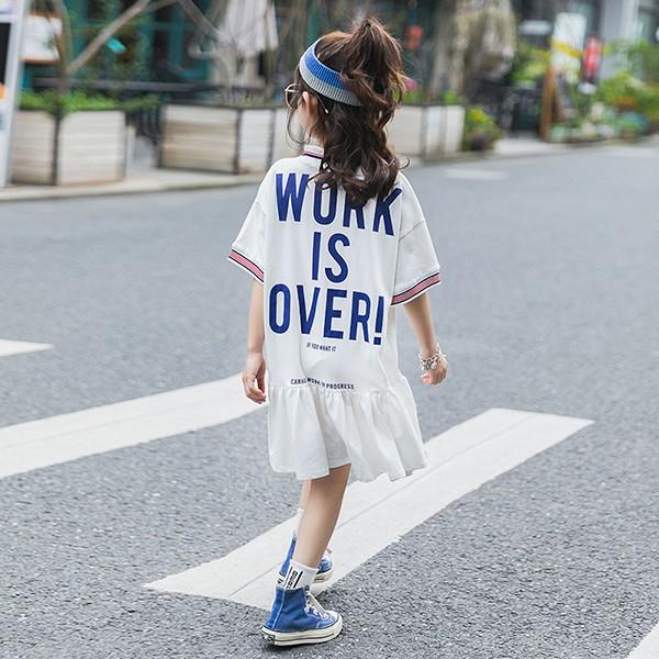 子供服 ワンピース 半袖 春夏 女の子 キッズワンピース ロングtシャツ 折り襟 チュニック 子供ドレス ジュニア おしゃれ 可愛い 涼しい 薄手 新品 150cm 160cm Y アユストア 通販 Yahoo ショッピング