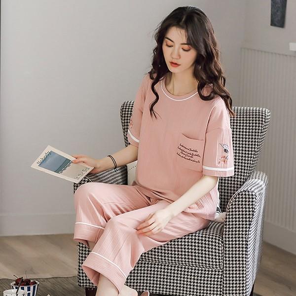 パジャマ レディース 春夏 半袖 綿素材 ルームウェア 2点セット Tシャツ 七分丈パンツ 薄手 姫系 寝巻き 部屋着 快適 体型カバー 大きいサイズ 可愛い 新品 Y アユストア 通販 Yahoo ショッピング