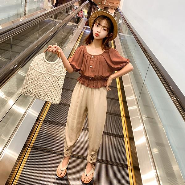 子供服 セットアップ キッズ 女の子 半袖 春夏 2点セット 上下セット トップス ブラウス 薄手 ロングパンツ ジュニア おしゃれ 可愛い カジュアル 新品 150 160 Y アユストア 通販 Yahoo ショッピング