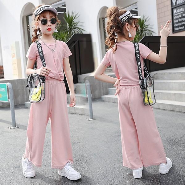 子供服 セットアップ キッズ 女の子 春夏 2点セット 上下セット Tシャツ 半袖 ガウチョパンツ 無地 ジャージ キッズ 運動着 おしゃれ 可愛い カジュアル 新品 Y4531 アユストア 通販 Yahoo ショッピング