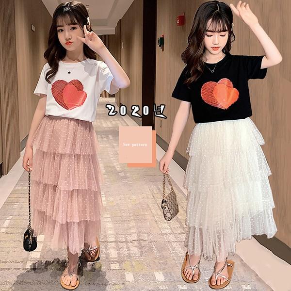 子供服 セットアップ キッズ 女の子 夏 2点セット 上下セット Tシャツ 半袖 スカート ロング丈 チュール ジュニア おしゃれ 可愛い カジュアル 小学生 新品 150 Y アユストア 通販 Yahoo ショッピング