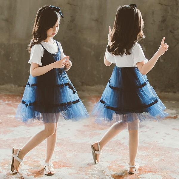 ワンピース キッズ 子供服 女の子 春夏 キッズワンピース 半袖ワンピース フリル チュール チュニック 子供ドレス お姫様 おしゃれ カジュアル 可愛い 新品 150 Y アユストア 通販 Yahoo ショッピング
