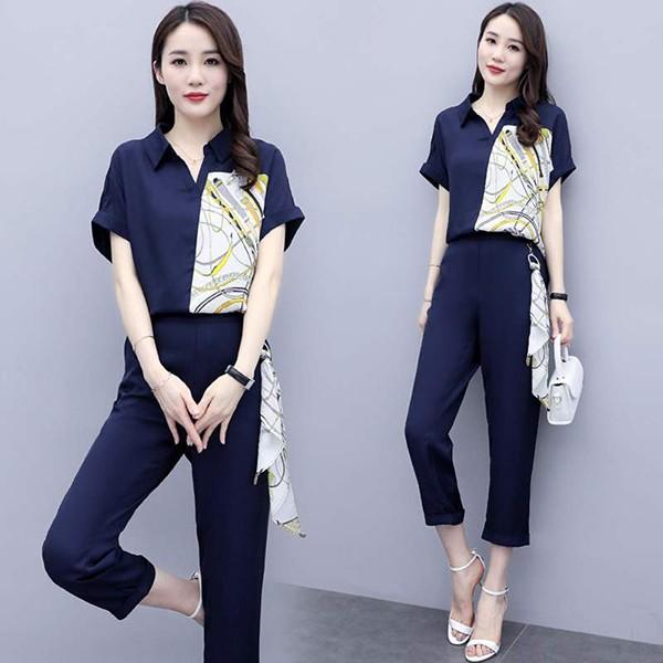 セットアップ レディース 夏 カジュアル 40代 30代 韓国風 上下セット ブラウス シャツ 半袖 ガウチョパンツ きれいめ 大きいサイズ おしゃれ 着痩せ 通勤 新品 Y アユストア 通販 Yahoo ショッピング